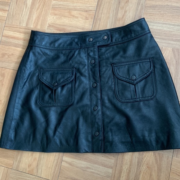 Boston Proper A Line Leather Skater Skirt - Picture 3 of 12